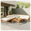Ensemble de canapé de patio 6 pièces, ensemble de conversation modulaire d'extérieur en bois d'acacia, ensemble de conversation en forme de L, lit de jour convertible avec table à thé, repose-pieds, 5 coussins et coussins, teck et beige