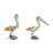 11"H Set of 2 Silver-Plated Pelican Sculptures with Genuine Shell Accents