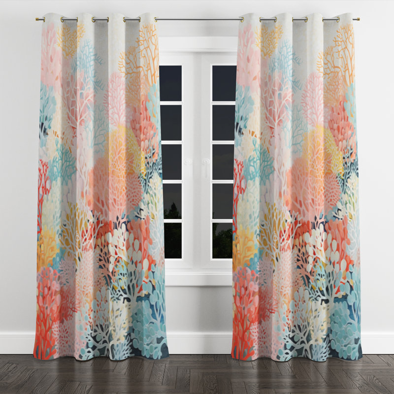 Ayauna - Nautical Velvet Grommet Curtain - Room Darkening - 1 panel, 52" W x 108" L, Golden Grommets