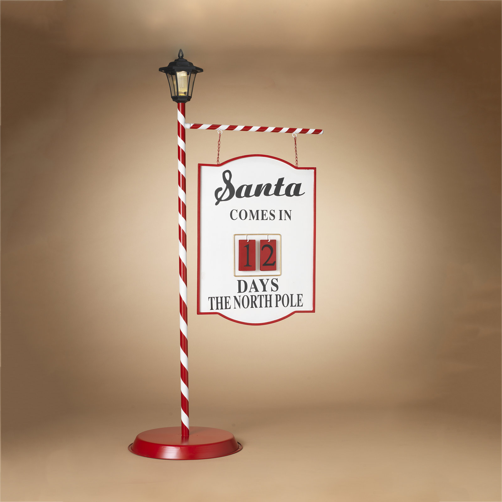 Solar Lighted Metal Santa Joy Yard Sign