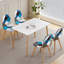 40.5cm Patchwork Linen Nordic style Dining Chairs with Solid Wood Legs-585766150