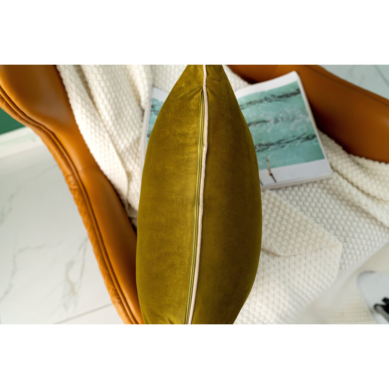 Velvet Throw Pillow Set of 2, Ocher Mix