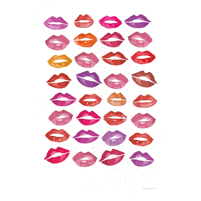 Kiss Me Quick No Words by Mercedes Lopez Charro - Wrapped Canvas Painting, 20cm H x 30cm W x 3.8cm D