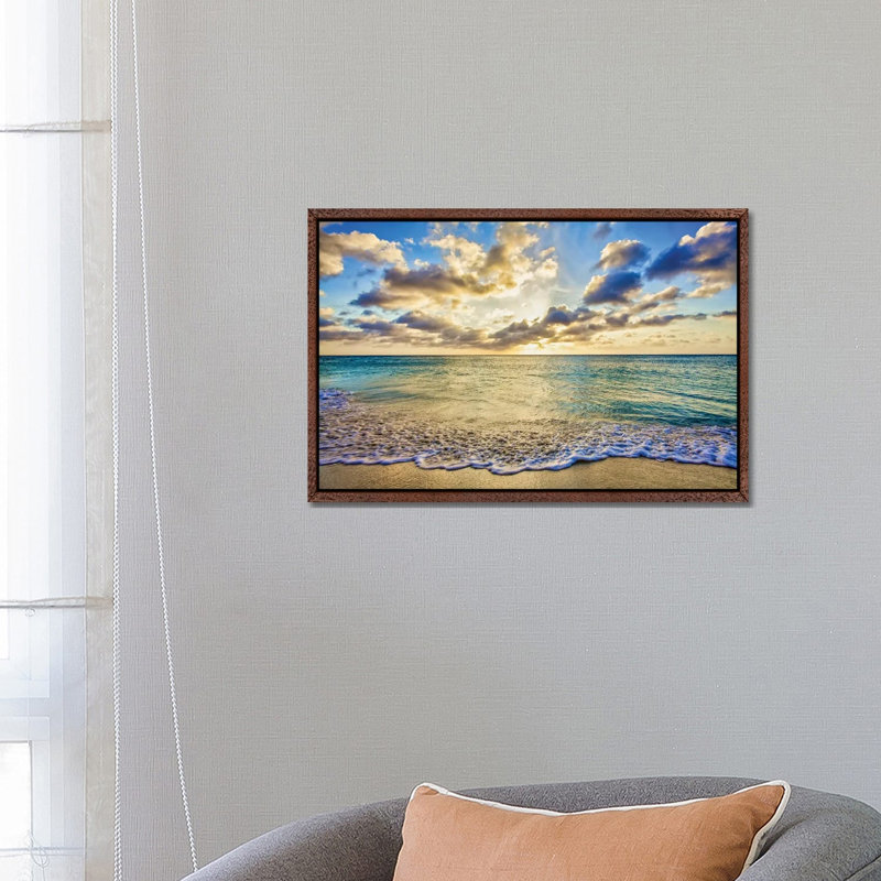 Golden Shimmer by Mark Paulda - Print on Canvas, 45.72cm H x 66.04cm W x 3.81cm D, Classic Brown Wood Floater Framed