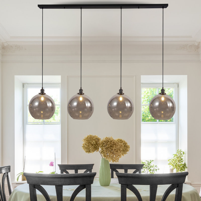 Ayasha 4 - Light Kitchen Island Pendant, Matt Black, Black