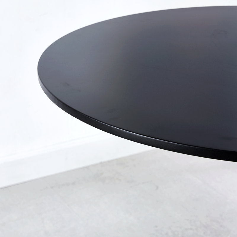 31.5" Table Mid-Century Dining Table For 2-4 People With Round Mdf Table Top, 28.74" H x 31.49" W x 31.49" L, Black