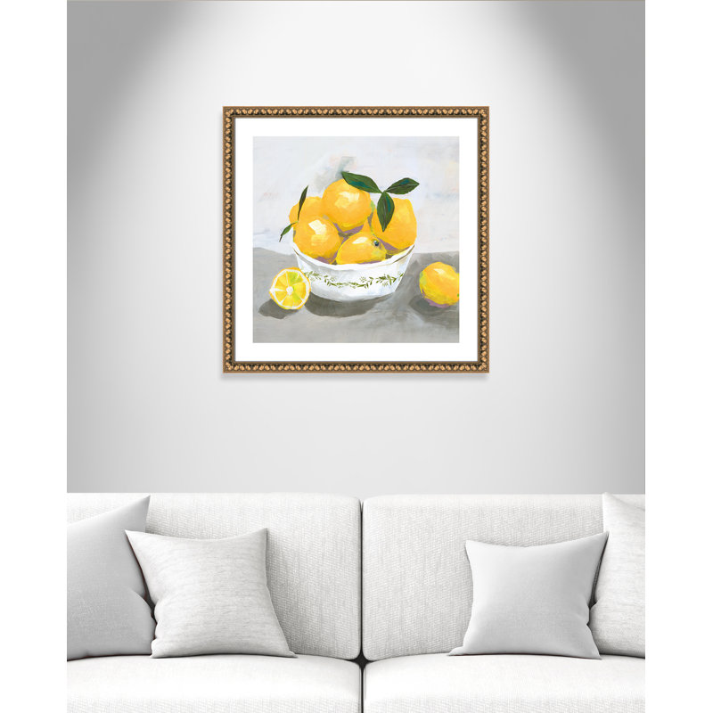 Hayons Lemons par Isabelle Z - reproduction, Papier avec cadre à perles dorées, H 28,75 po x l 28,75 po x P 1,13 po