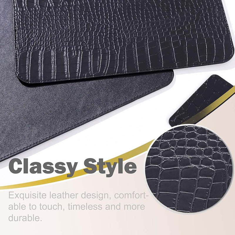 Placemat - For Office Conference Table, 8-Piece Set, Heat Resistant And Waterproof Table Runner Kitchen Table Runner, 11.8" X 17.6". (Black Crocodile Pattern)