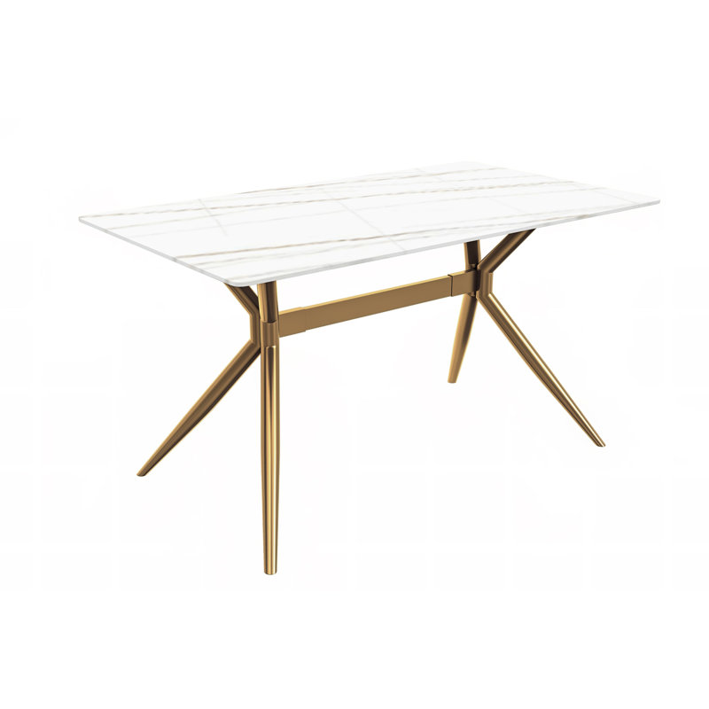 Metal Base Dining Table, Clear, 29.9"H x 55.11”L x 31.5”W