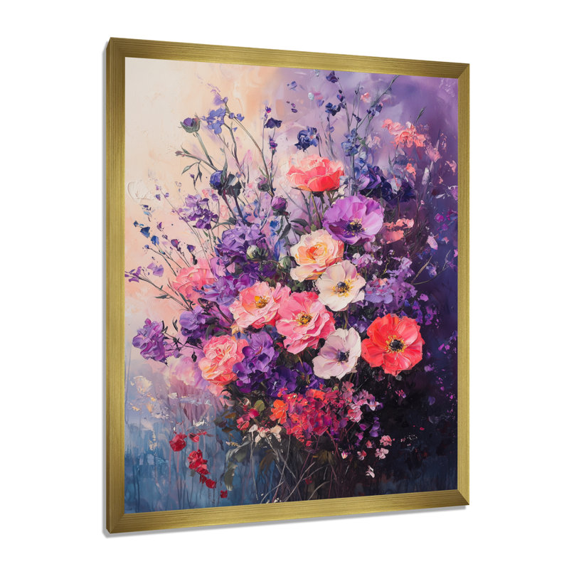 Sarita - art mural floral, H 20 po x l 12 po, Reproduction encadrée d'une seule photo, Doré