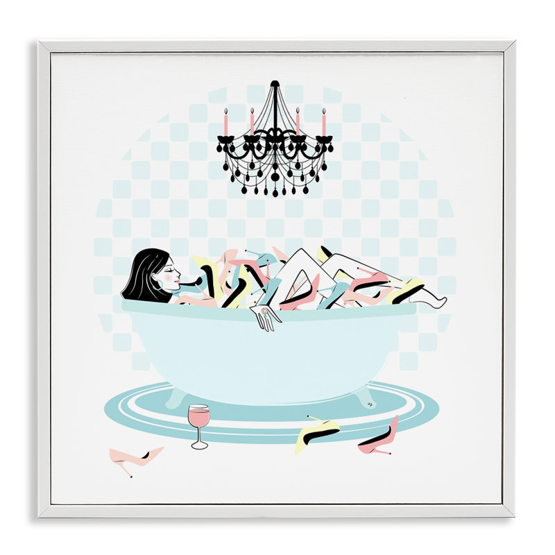 Art de la chaussure, dessin par Martina Pavlova, H 24 po x l 24 po, Giclée encadrée blanc bord de mer