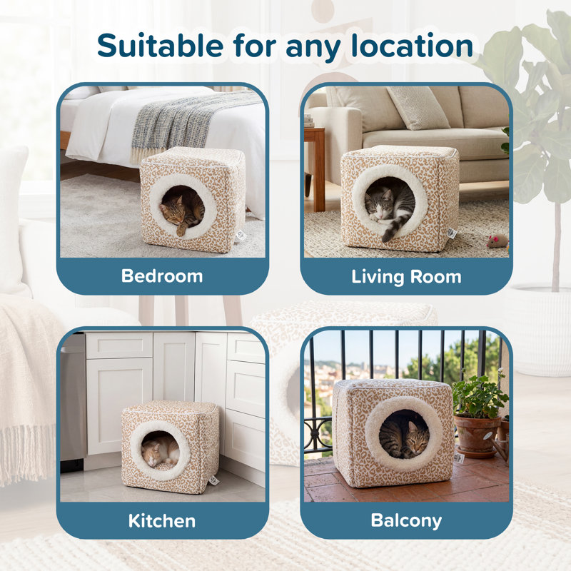 Maison pour chat PETMAKER - Lit d'intérieur avec coussin en mousse amovible - Grotte pour chat pour chiots, lapins, cochons d'Inde, hérissons et autres petits animaux