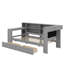 Lit plateforme simple en bois avec tablettes de rangement, tiroirs, station de charge, DEL, bureau et tête de lit tapissier-331482365-331482364