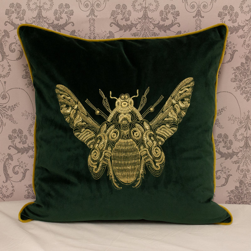 Animal Print Square Cushion Cover, Emerald, Pillow Cover Only & No Insert