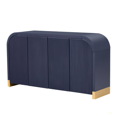 4-Door Curved Corner Design Wavy Door Panel Cabinet With Adjustable Shelves, Suitable For Study, Living Room And Entrance by BVNECXP