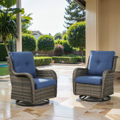 Fauteuils d'appoint en rotin avec coussins Bonia