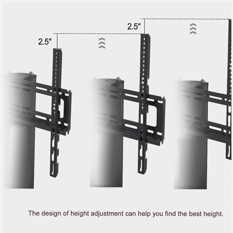 Black multi-functional TV cabinet height-adjustable stand rotating 3 layers