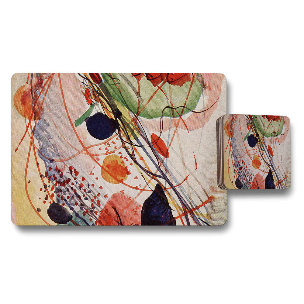 Abstract Art Placemats And Coaster Set Multicolor Dining Decor