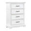 Armoire de rangement à 1 tiroir à 4 tiroirs en bois massif avec finition blanche
