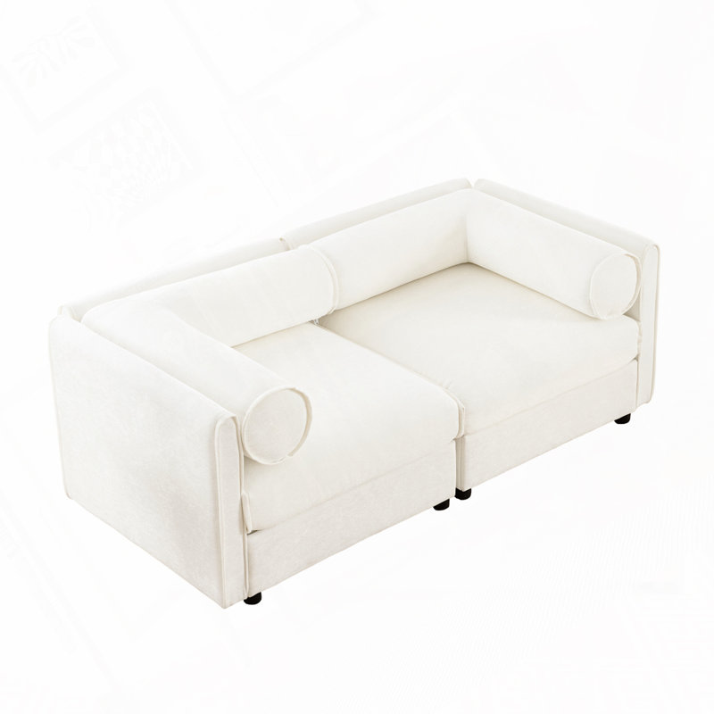 Canapé modulaire rembourré avec sièges de rangement, Blanc, H 27,9 po x l 75,5 po x P 37,4 po