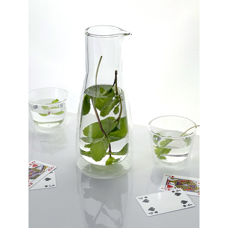 Ensemble de roches - double paroi - ensemble carafe et 2 verres, Clair