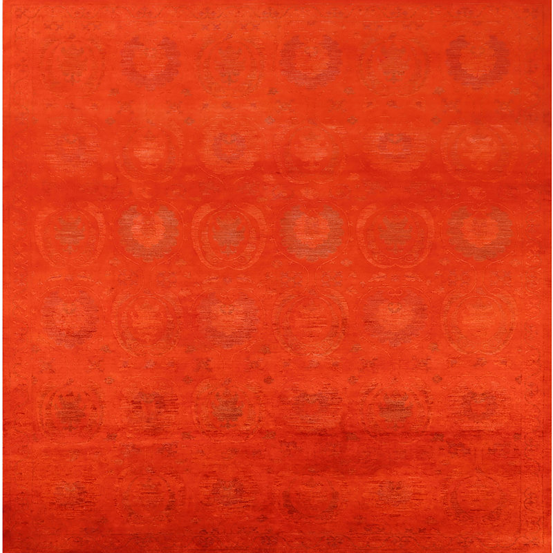 Tapis oriental orange Gustine, Carré 6 pi