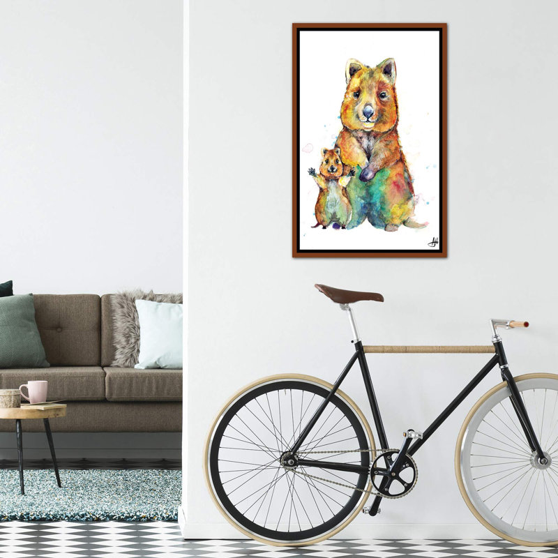 Art encadré pour enfants Qwazy Quokkas, H 60 po x l 40po x P 1,5 po, Toile classique avec cadre brun