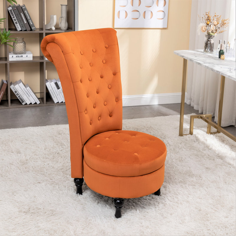 Fulviah Velvet Slipper Chair, Red Orange Velvet
