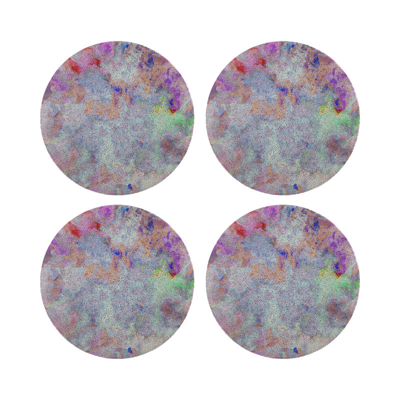 Fallen Leaves Vegan Leather Round Pebble Placemat