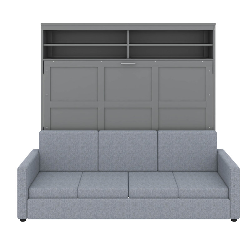Queen Size Murphy Bed With Sofa, Gray