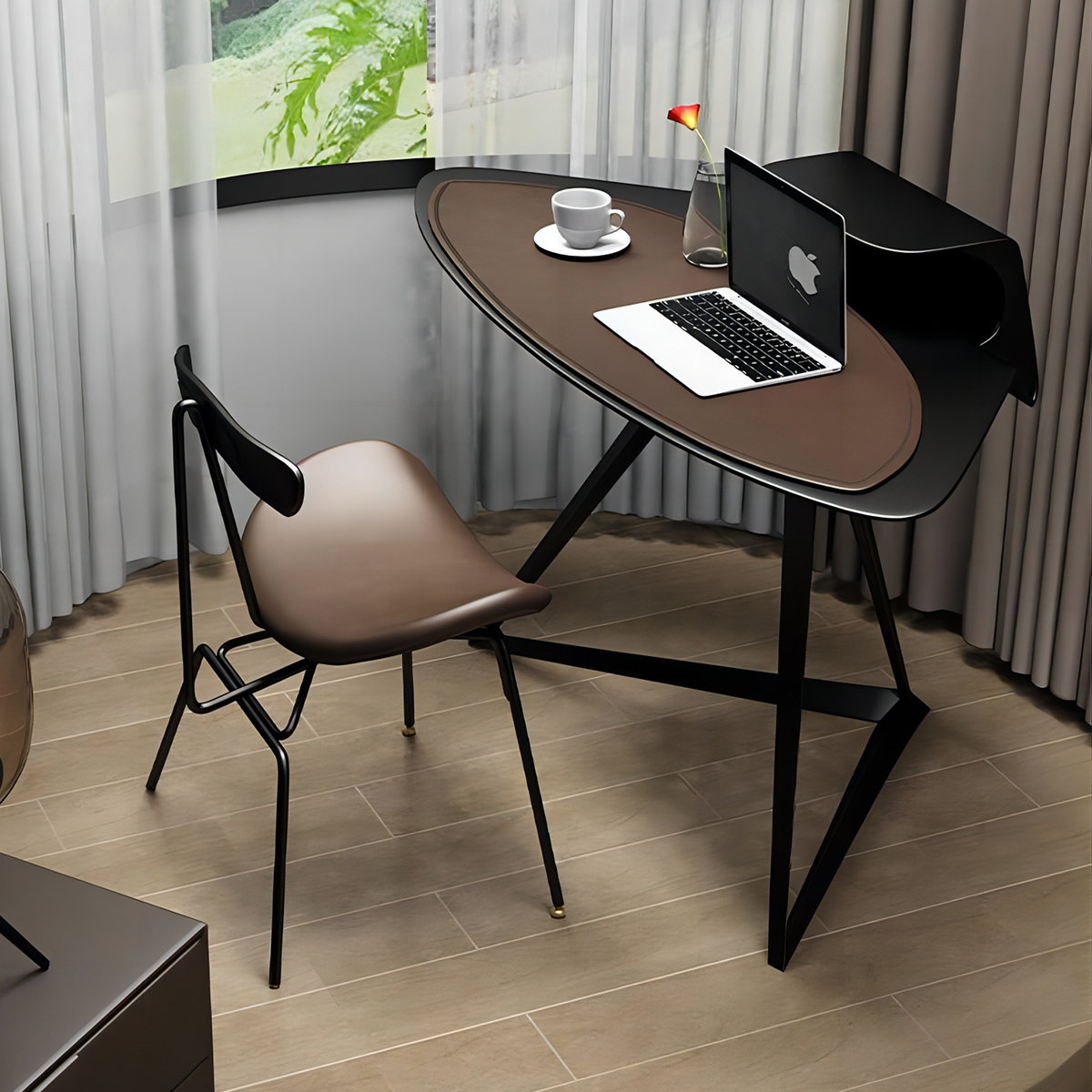 Recon Furniture 33.86'' W Oval Writing Desk and Chair Set | Wayfair