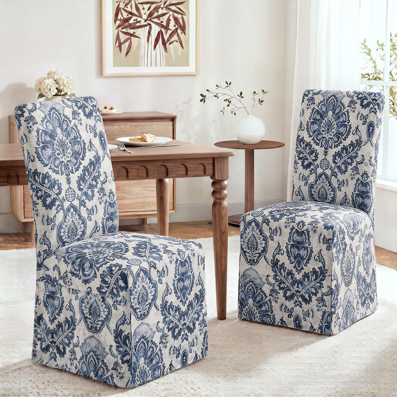 Chaise de salle à manger à haut dossier de 41 po avec housse amovible (ensemble de 2), Persian Polyester