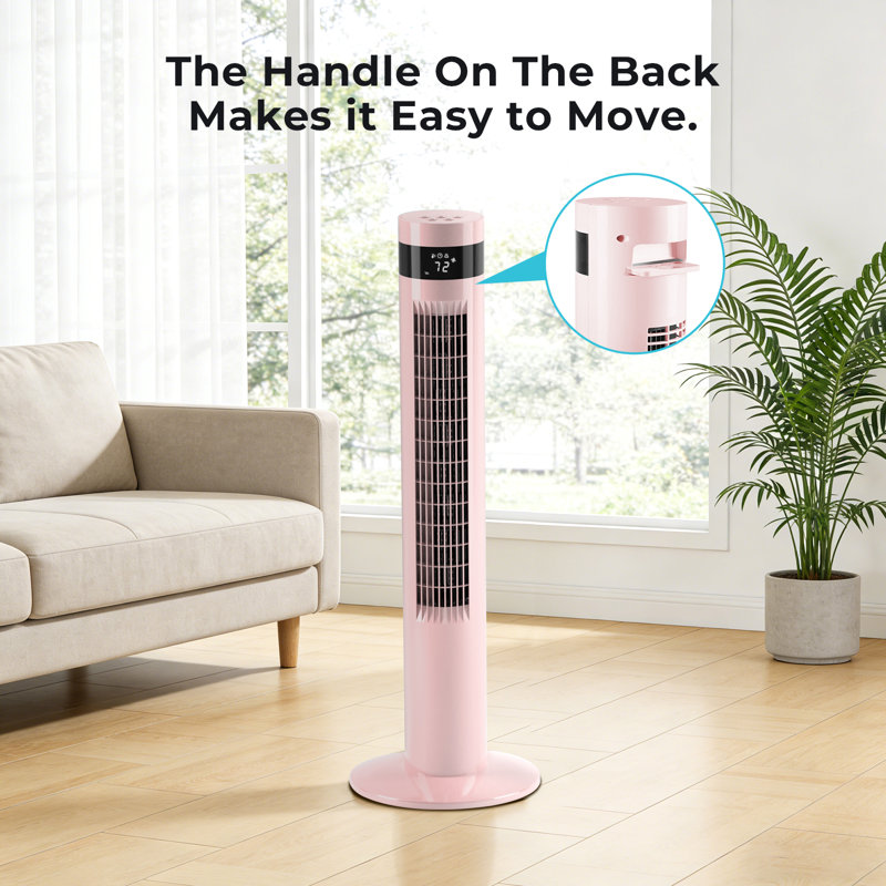 Ventilateur silencieux sans lame Electactic 35,83 ", télécommande, 3 modes, 3 vitesses, oscillant, Rose