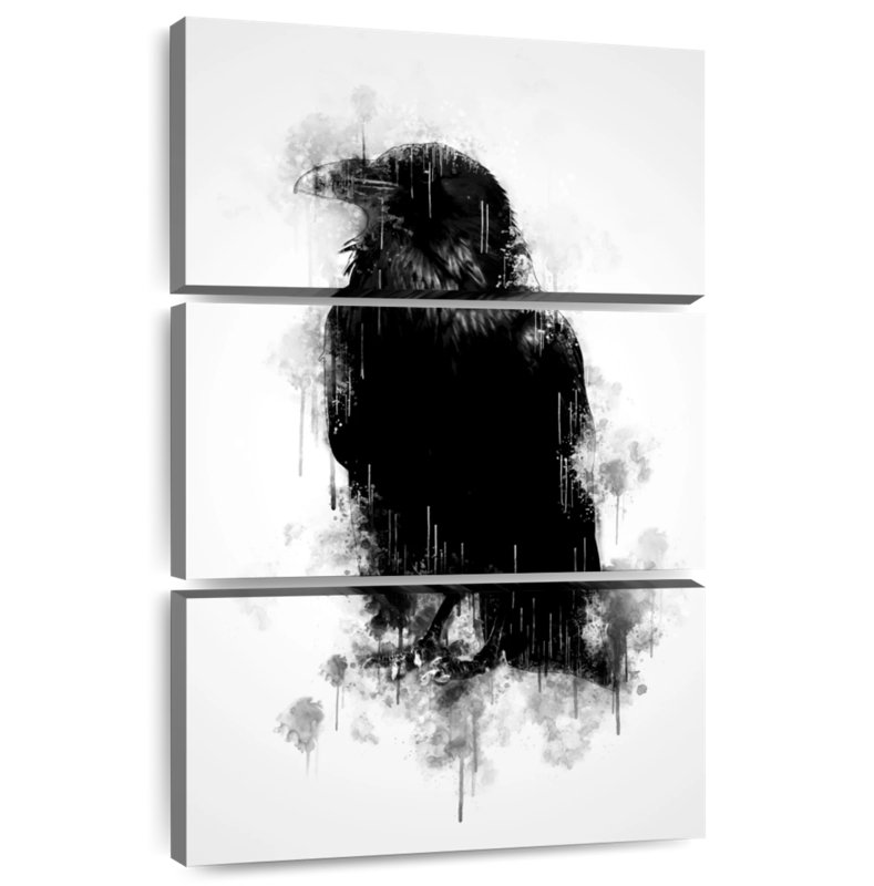 Brampt Crow Raven Black And White, 38" H x 24" W