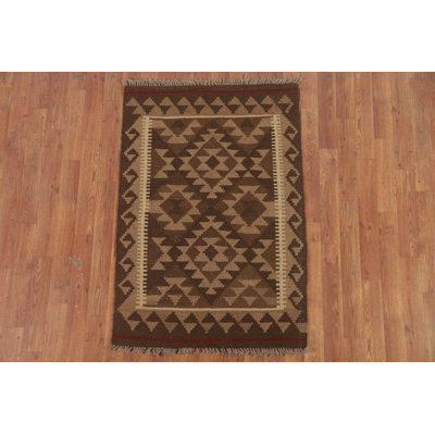 Brown Kilim Oriental Area Rug 3x4