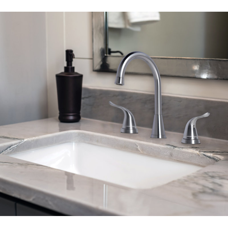 Widespread 2-handle Bathroom Faucet with Drain Assembly, Brushed Nickel