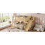 Lit double au dessus d'un lit double avec tablettes coulissantes et de rangement, maison moderne en bois massif naturel