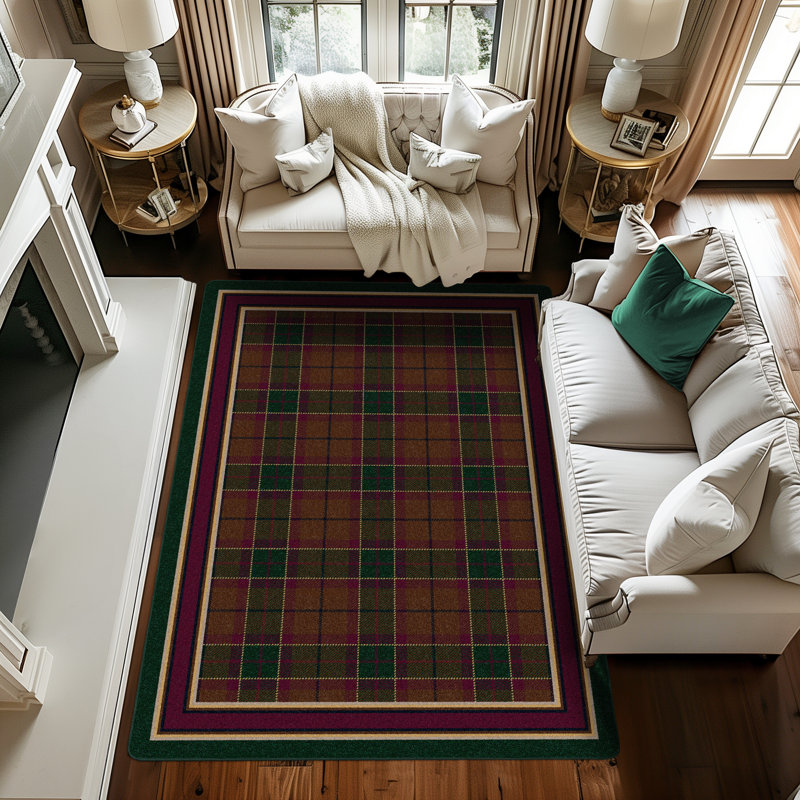 Alminus Signature Magee Tartan Emerald Plaid Area Rug, Rectangle 5'4" x 7'8"