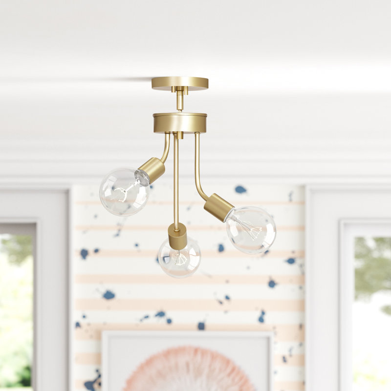 Bradley Semi Flush Mount, Antique Gold Leaf