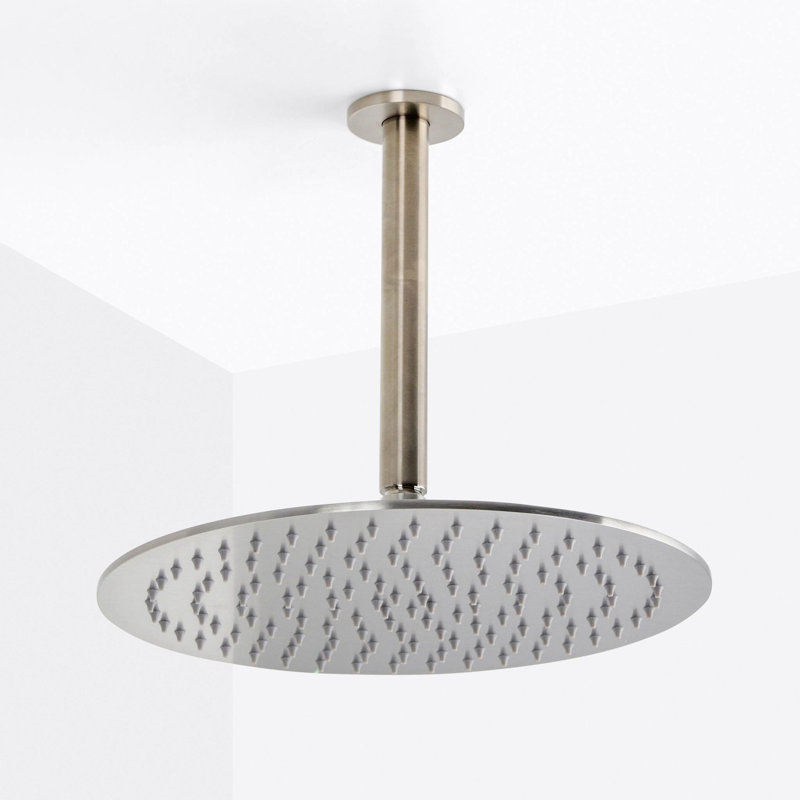 Metro 2-3 Way Thermostatic Trim Complete Shower Set - Ceiling Mount - 12" Brass, Brushed Nickel