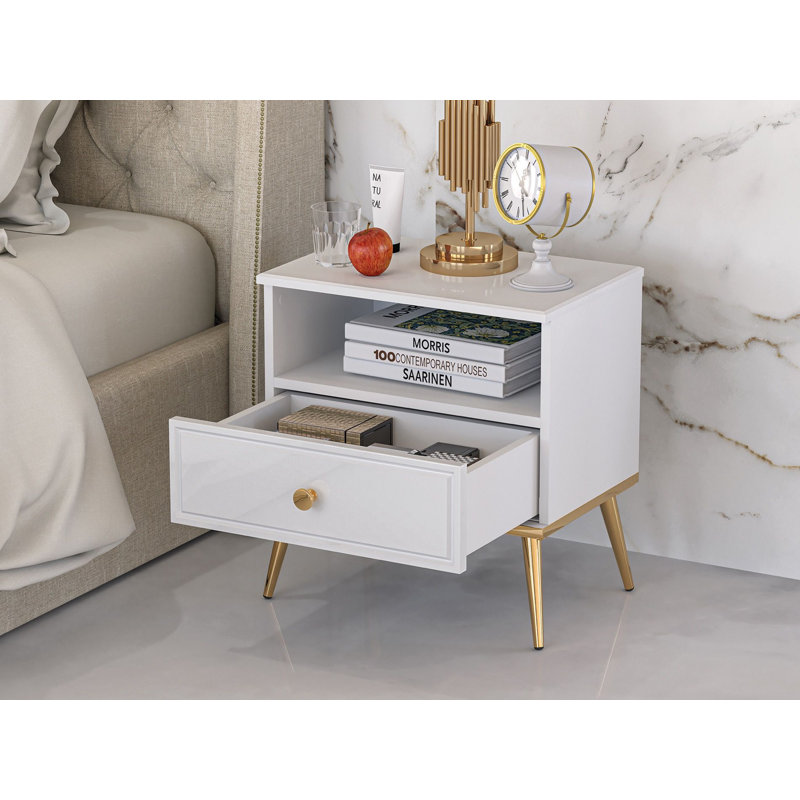 50cm W Manufactured Wood Bedside Table