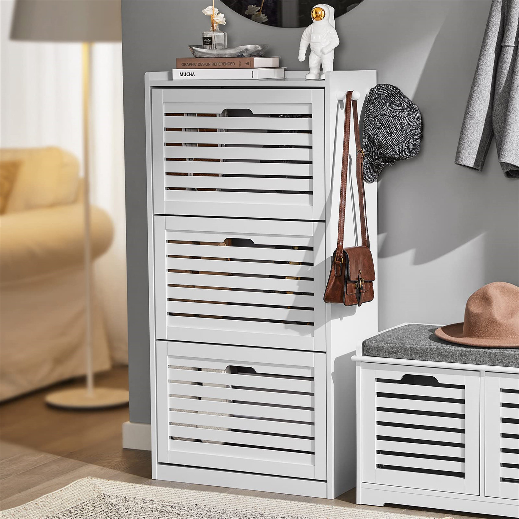 12 Pair Shoe Storage Cabinet Orren Ellis Finish: White