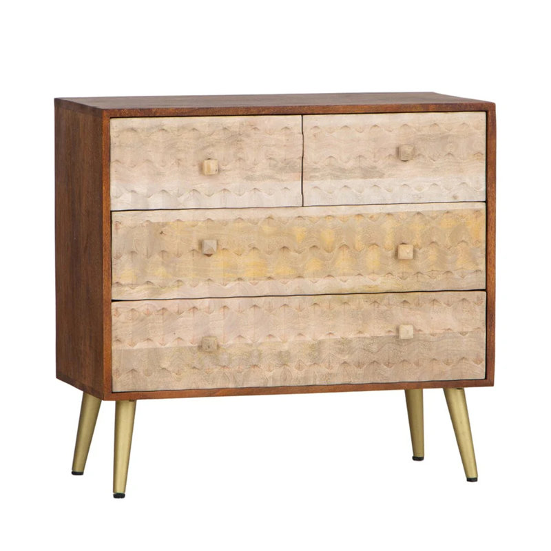 Anjanet Solid Wood 85cm W 4 - Drawer Chest of Drawers