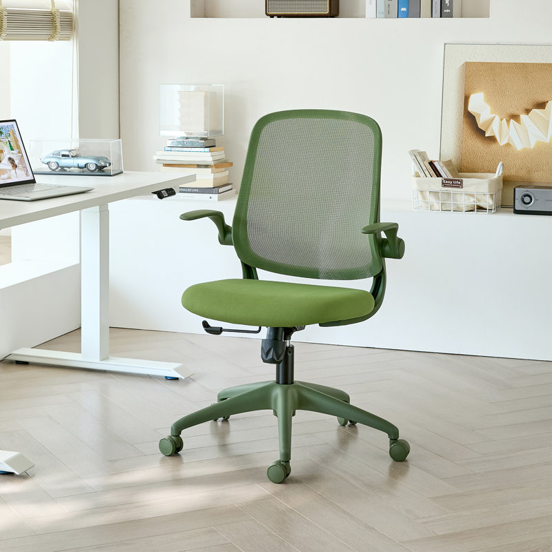 Ergonomic Mesh Office Chair with Flip-Up Arms, Adjustable Lumbar Support, Rocking Function & SGS Class 3 Gas Lift – Modern Swivel Task Chair for Home Office, Study & Computer Desk