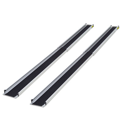 Rampes télescopiques argentées pour fauteuil roulant