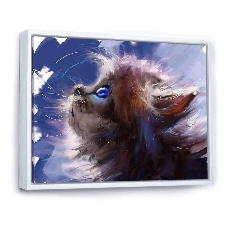 Chat, peinture sur toile, H 24 po x l 36 po x P 1 po, Cadre flottant blanc