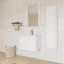 Ensemble de meuble-lavabo mural 24 po avec plateau en céramique, miroir et armoire latérale - Conception ondulée, fermeture en douceur et finition imperméable à 5 couches-939320740