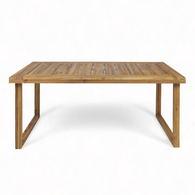 Outdoor 69" Acacia Wood Dining Table, Sandblast Natural Finish