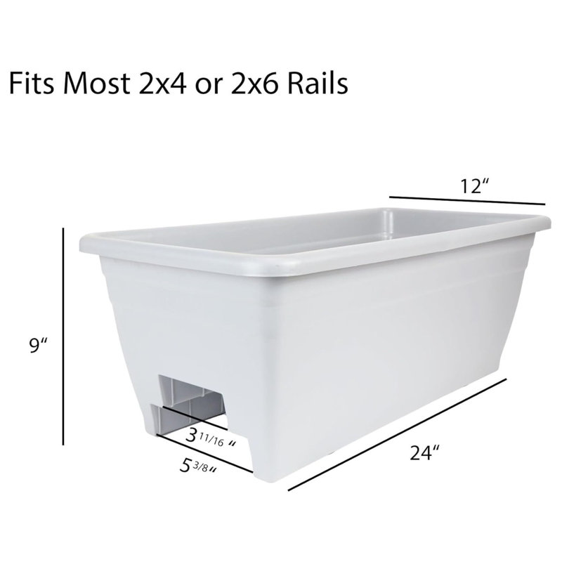 The HC Companies Railing Planter Box with Removable Drain Plugs, 24", Sandstone