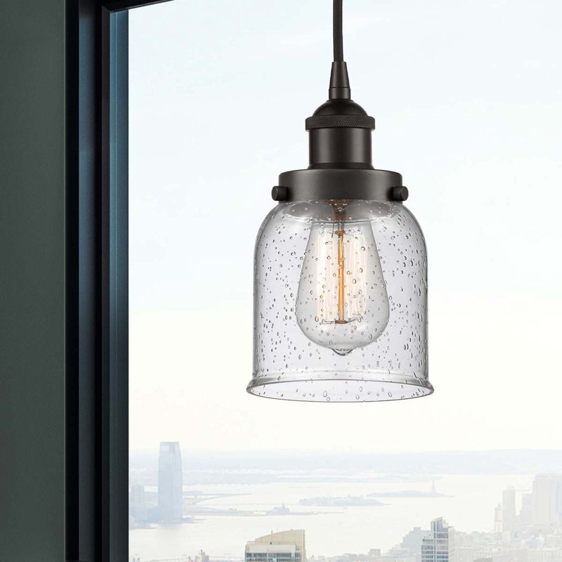 Luminaire suspendu en forme de cloche à 1 lumière Bucks, H 9,5 po x l 5 po x P 5 po, Bronze huilé
